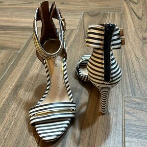 GIANNI BINI Stilleto 4 inches Stripe Black/White size 6M